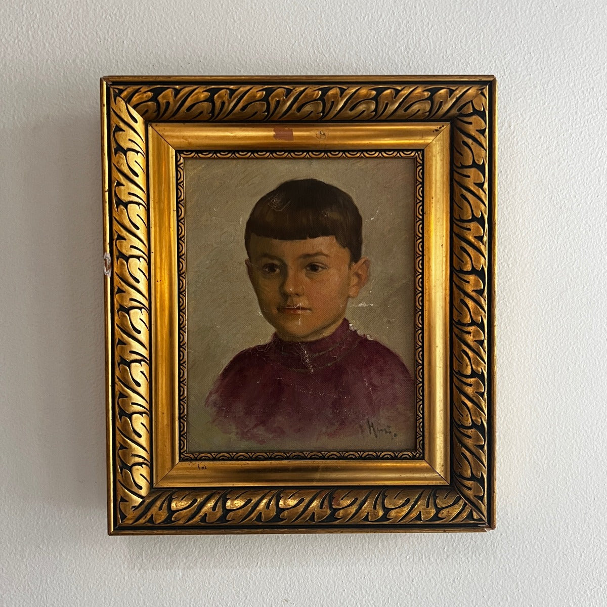Young Boy In Red, Oil Portrait