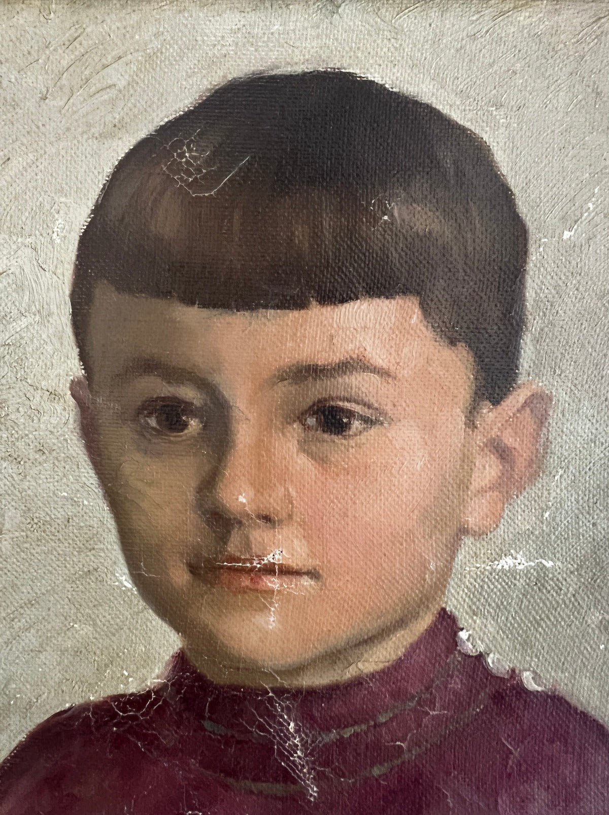 Young Boy In Red, Oil Portrait