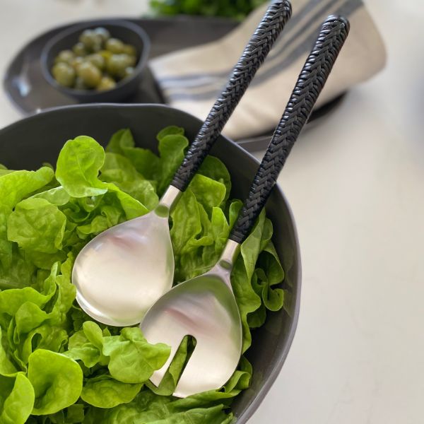 Black Wicker Salad Servers (Pair)