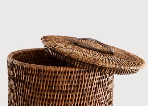 Rattan Hotel Bin with Lid