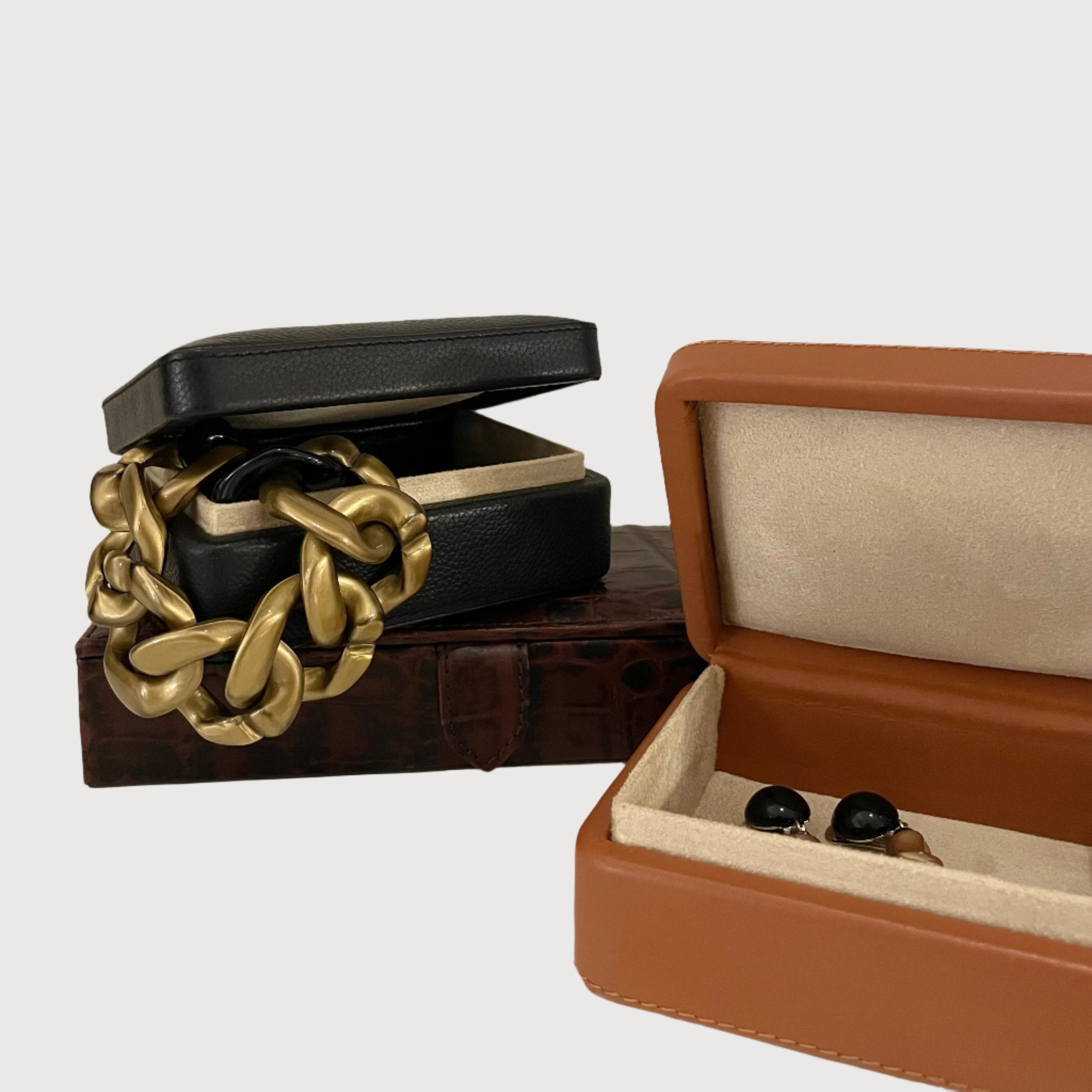 Leather Accessories Box, Black