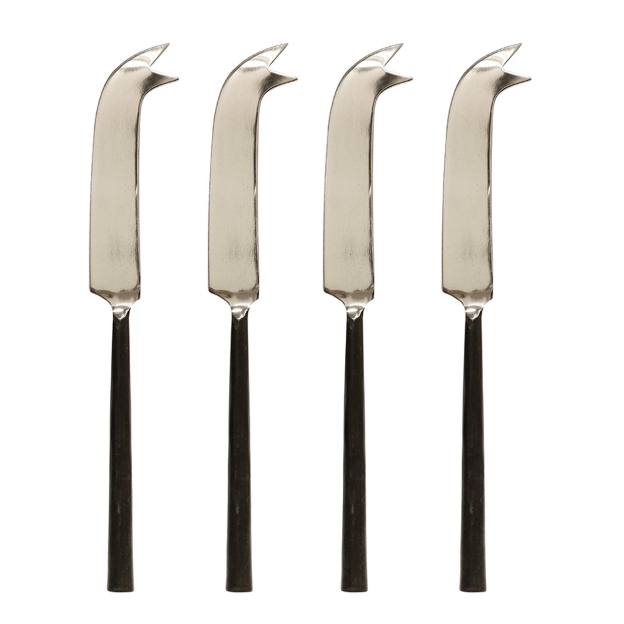 Burnished Black & Stainless Steel Cheese Knife, Set of 4