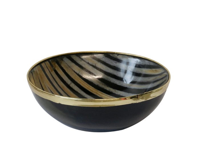 Bombay Horn Bowl with Brass Rim