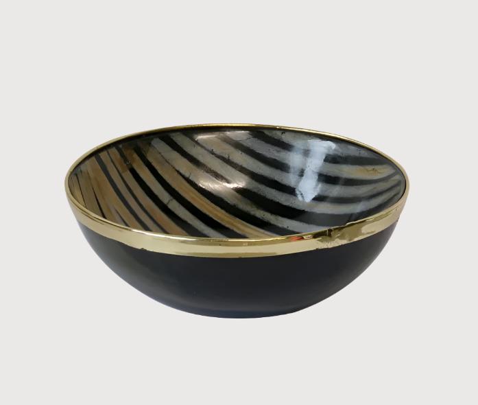 Bombay Horn Bowl with Brass Rim